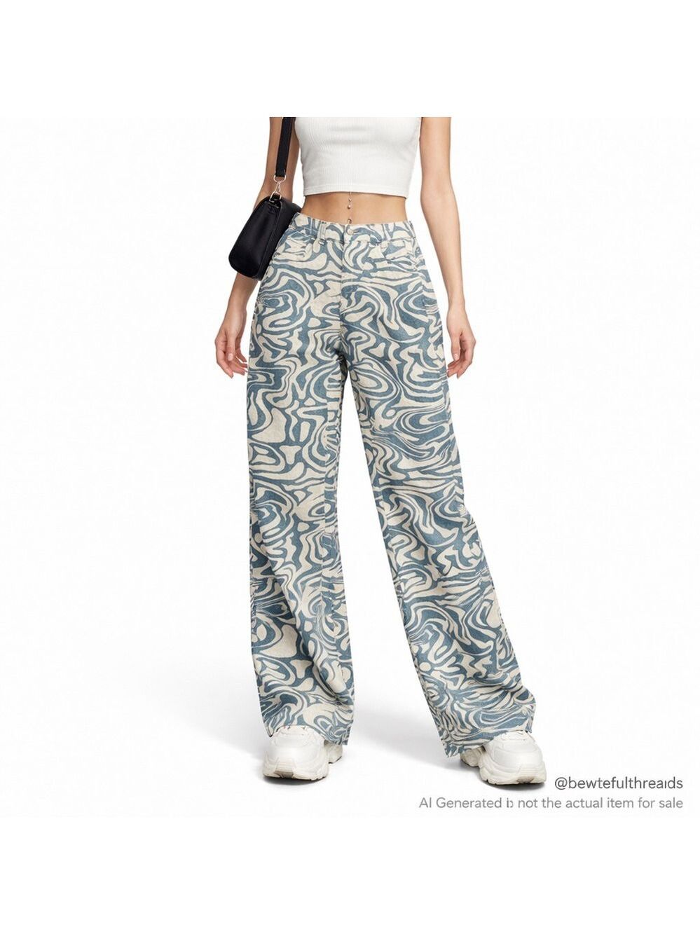 Y2K Psychedelic Swirl Wide Leg Jeans High Rise Indie Sleaze